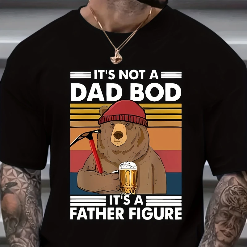 

Men's Graphic Stylish Pure Cotton T-Shirt with Unique Bear Print Casual Breathable Round Neck Perfect for All Seasons