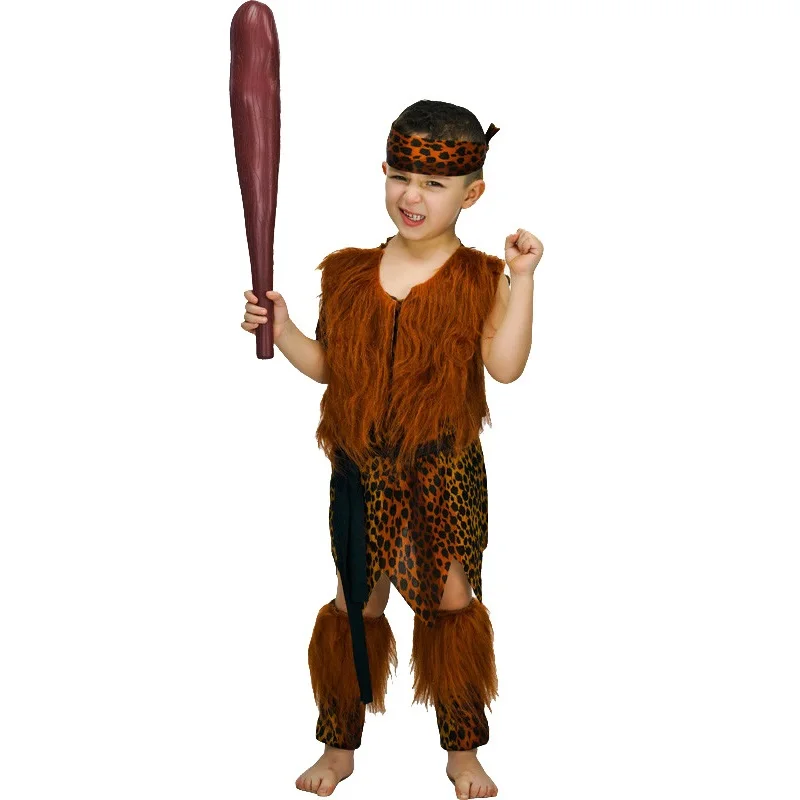 Kids Caveman Costume Historic Cave man Stone age Halloween Costumes for Boy Stone Age Caveboy Halloween Costumes