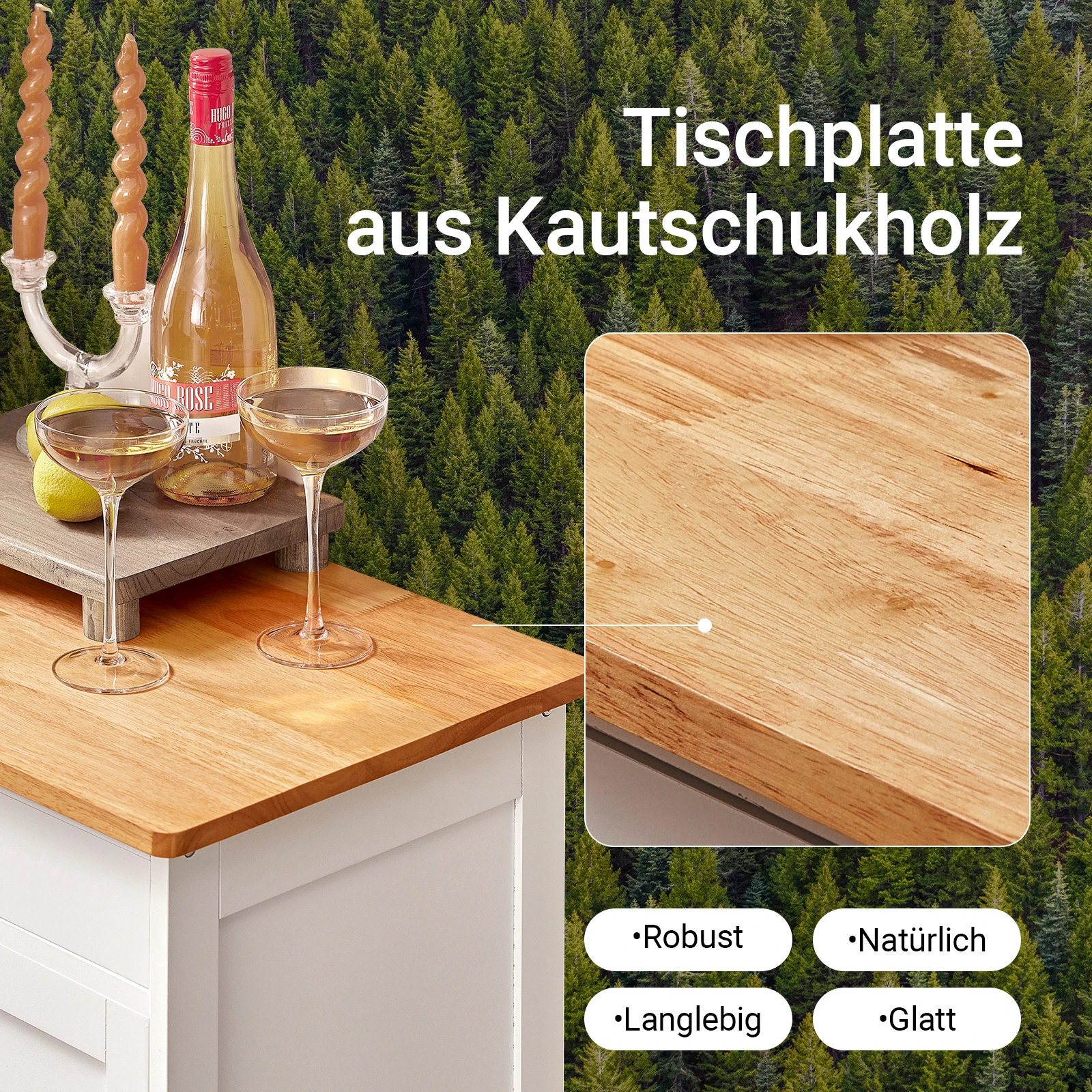 SoBuy FKW45 Servierwagen mit Flaschenablagen Küchenwagen zum Rollen Kücheninsel freistehend Für Küche, Wohnzimmer, Esszimmer – Detail 7