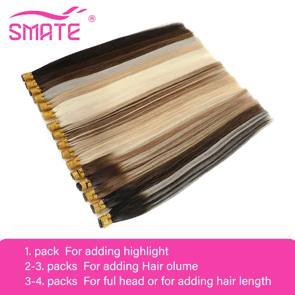 I Tip Hair Extensions Human Hair Straight Natural Hair Extensions Keratin Capsule Brown Blonde Color 0.8g/Strand