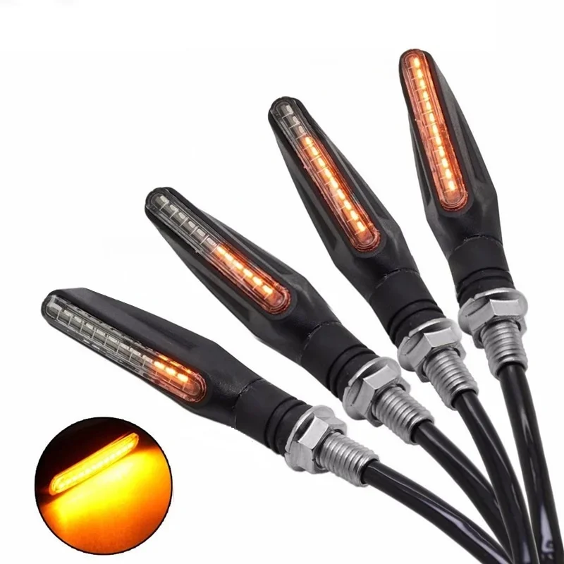 2 pièces clignotant de moto 12V ambre blanc bleu rouge LED indicateur de Flash d'eau qui coule clignotant lampe de moto étanche