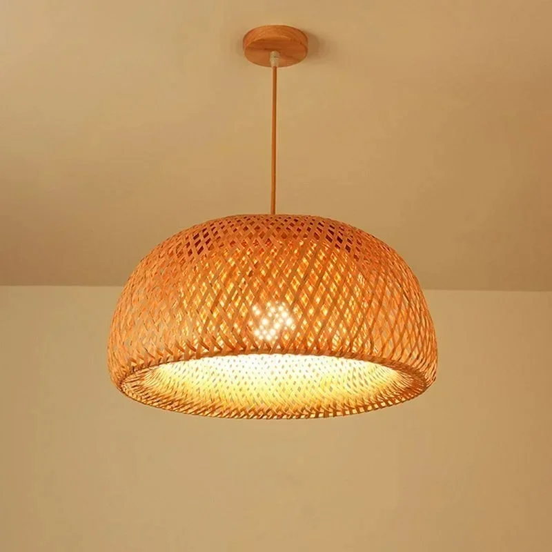 Bamboe Lantaarn 38/45Cm Hanglamp Natuurlijke Rotan Rieten E27 Kroonluchters Handgeweven Lampenkappen Verlichtingsarmatuur Hanglamp - afbeelding 2