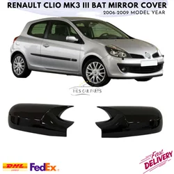 Bat Mirror Cover for Renault Clio 3 III 2006-2009 Model Car Accessories Piano Black Tuning Auto Sport Side Design Body