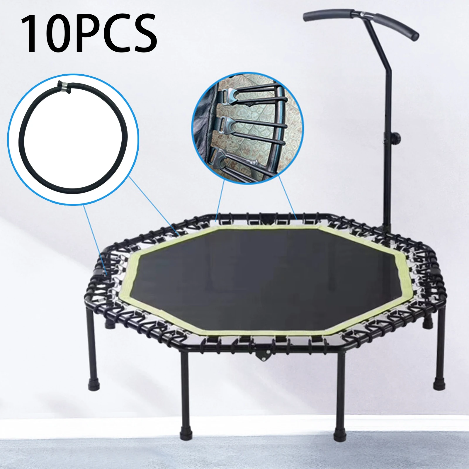 10 Cuerdas Elásticas para Trampolín, Resistentes al Desgaste, de 8 mm, para Cenador, Ejercicio, Fitness, Trampolín Interior, Lona, Carpa