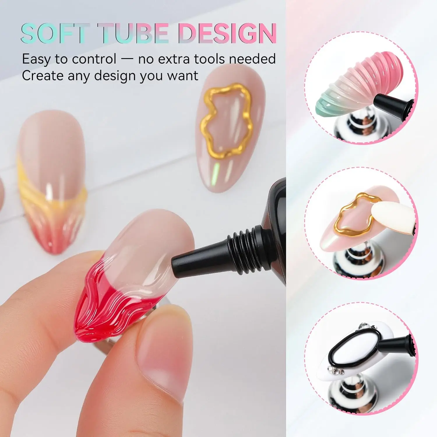 جل أظافر Makartt ثلاثي الأبعاد - جل نحت شفاف ونور لتصاميم الأظافر المنقوشة بنفسك - لا يمسح غراء أظافر أنبوبي سهل الضغط #4