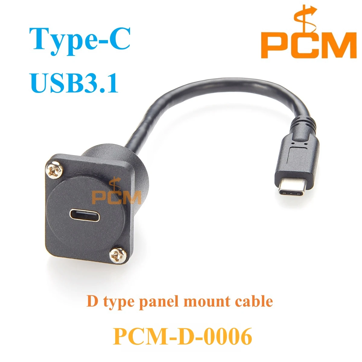 USB3.1 type-C female to male flange mount cable compatible with cliff D series connector,10Gbps,0.6M,0.9M