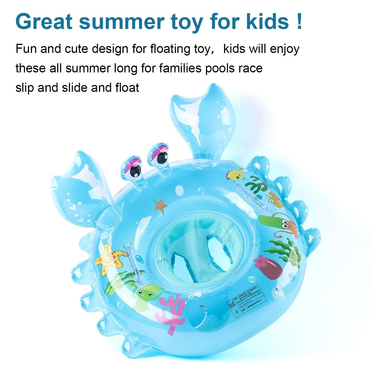 1PC Swimming Float, Inflatable Floatie Raft with Handle Safety Seat, Waist Float Ring Water Bathtub Beach Party Toys