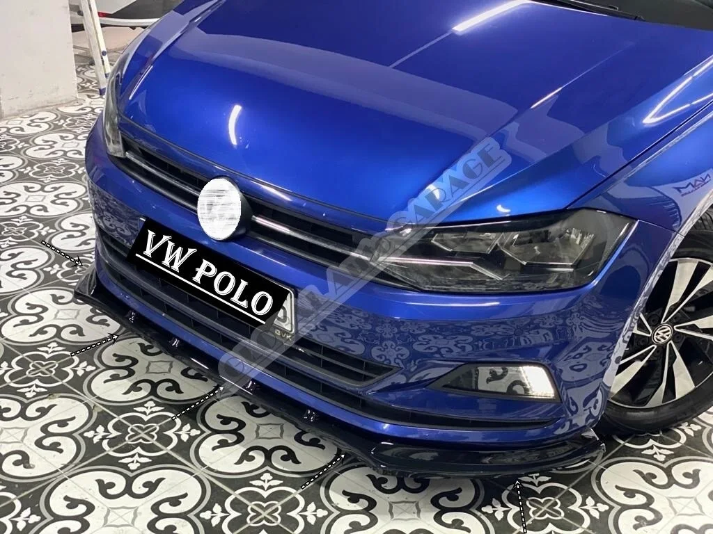 For VOLKSWAGEN POLO Front Bumper Attachment Lip 2009-2017 Piano Glossy Black Splitter Diffuser Universal Spoiler Bumper