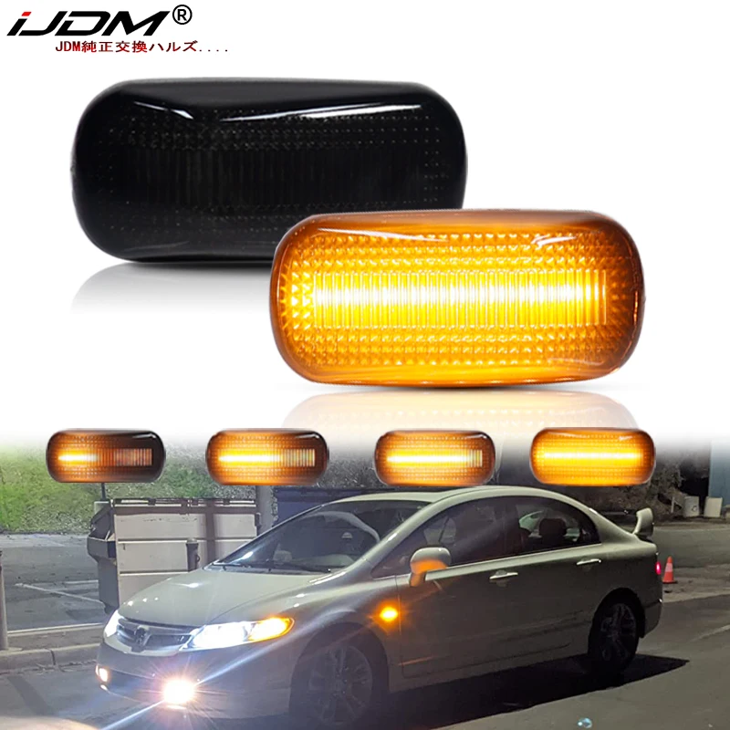 IJDM Led مصابيح العلامات الجانبية الديناميكية لهوندا/أكورا RSX إنتيجرا سيفيك EP3 العنبر متتابعة الوامض ضوء بدوره مصباح إشارة 12 فولت