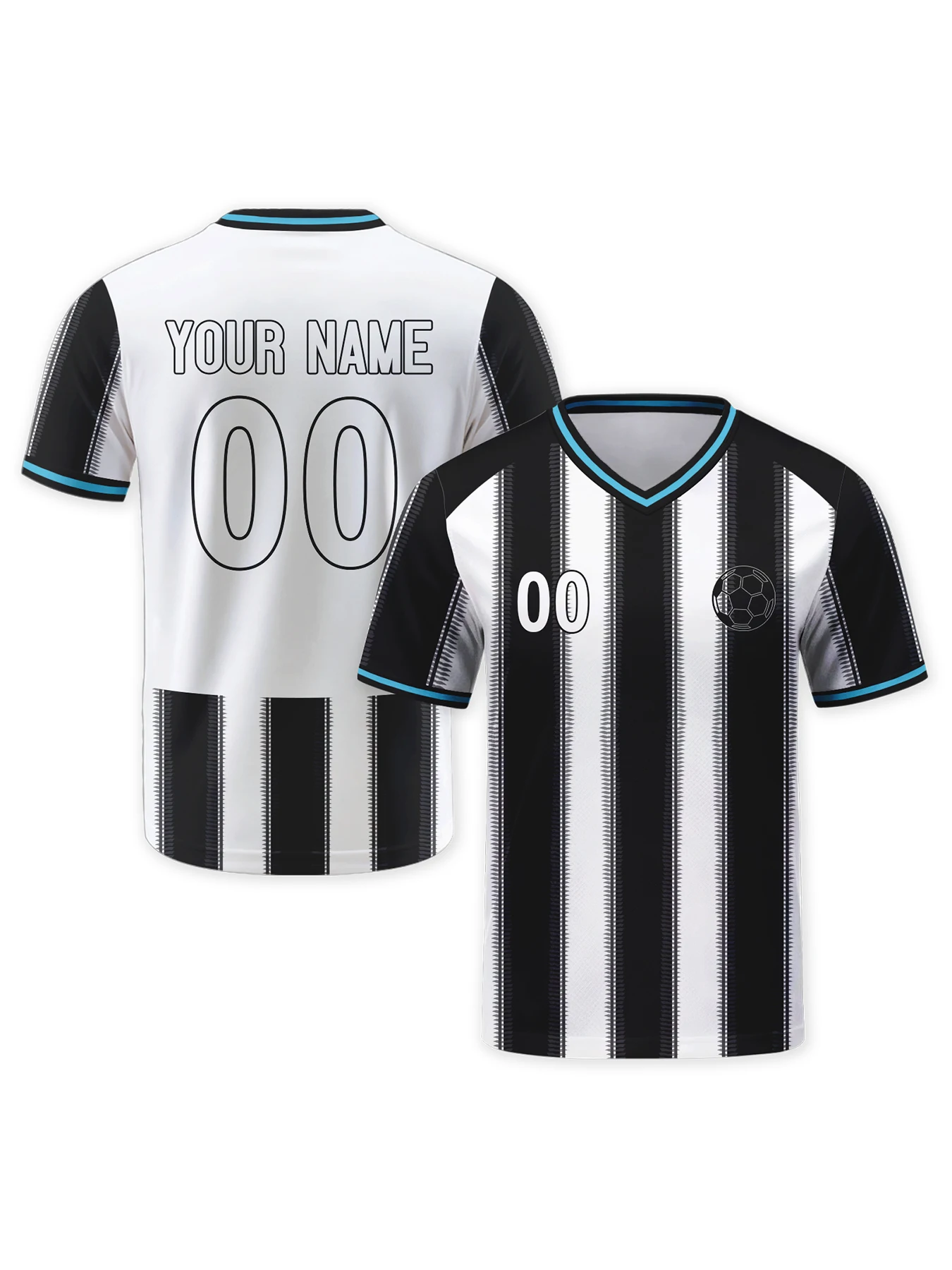 

Personalized Soccer Jersey Custom Black White Striped Football Team Shirt with Logo Name Number Soccer Top for Women Men Youth