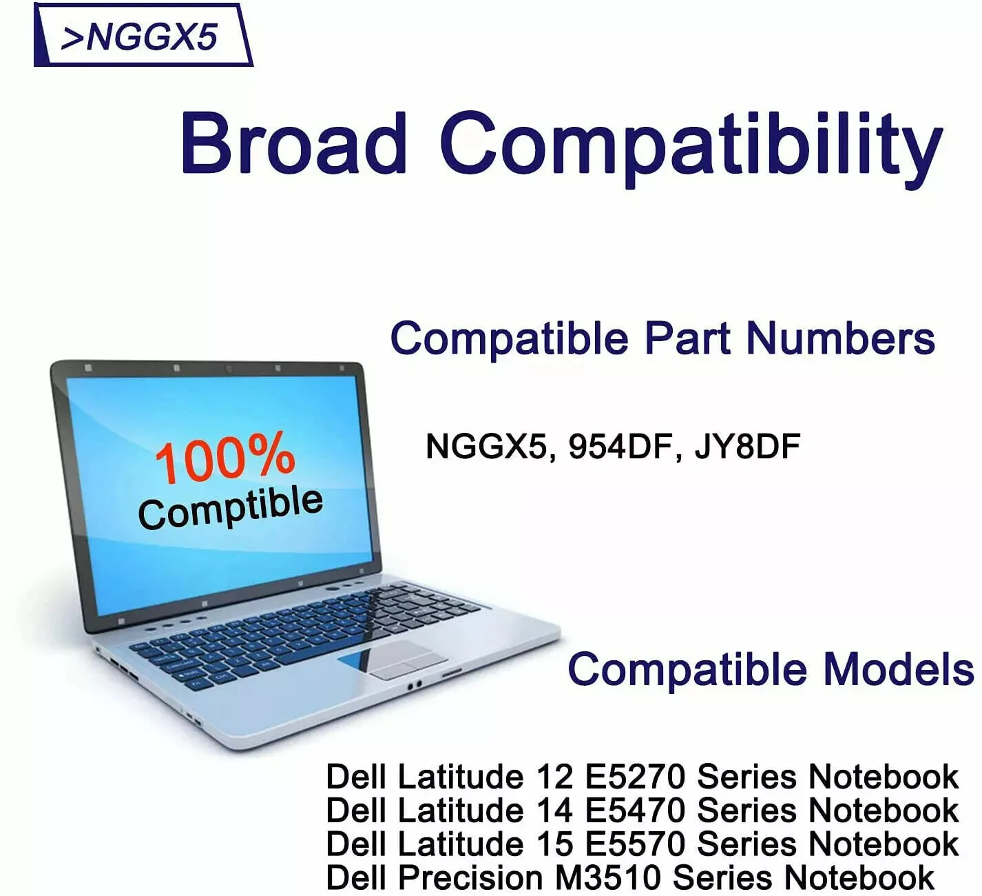 بطارية OEM NGGX5 جديدة لبطارية Dell Latitude E5270 E5470 E5570 Precision M3510 Series JY8DF يتم شحنها خلال 24 ساعة
