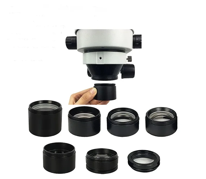 WD165 0,5X 0,7X 1,0X 2,0X obiekty pomocnicze obiektyw mikroskopu obiektyw aparatu do trójokularowego mikroskopu stereo z zoomem obiektyw ze szkła Barlowa — zdjęcie 2