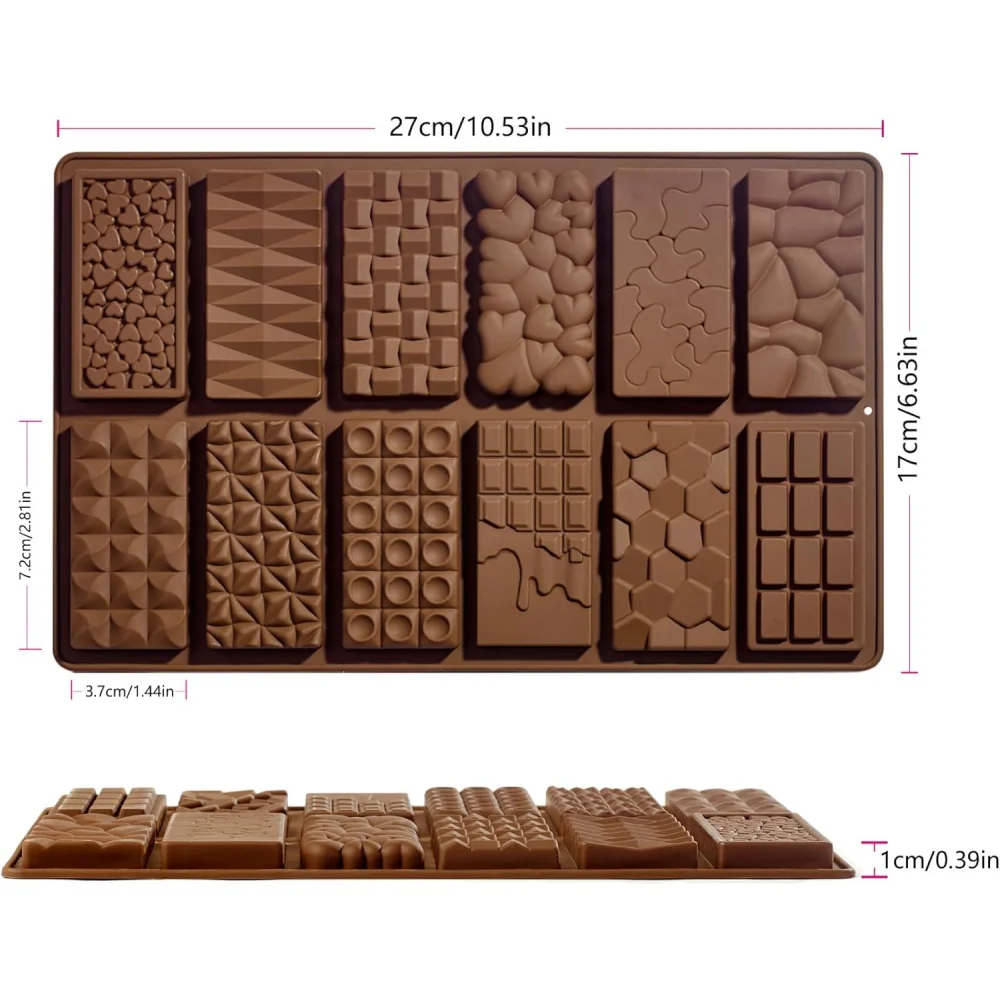 Chocolate Bar Molds, Non-Stick Chocolate-Filled Pistachio Bars, Silicone Mold Baking, Disassembled Candy Mold Cake Decoration