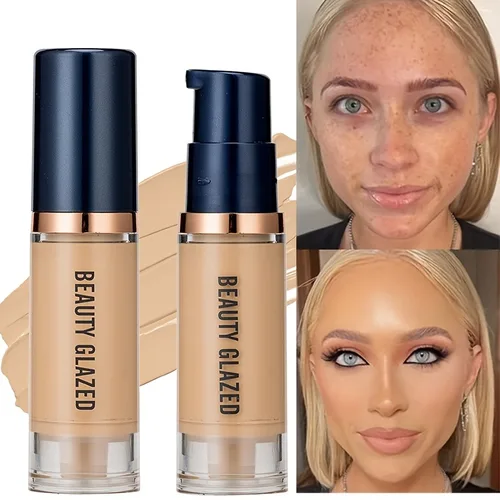 Beauty Glazed Corrector de base líquida de 6 colores: cobertura total, duradero, resistente al agua, efecto natural,