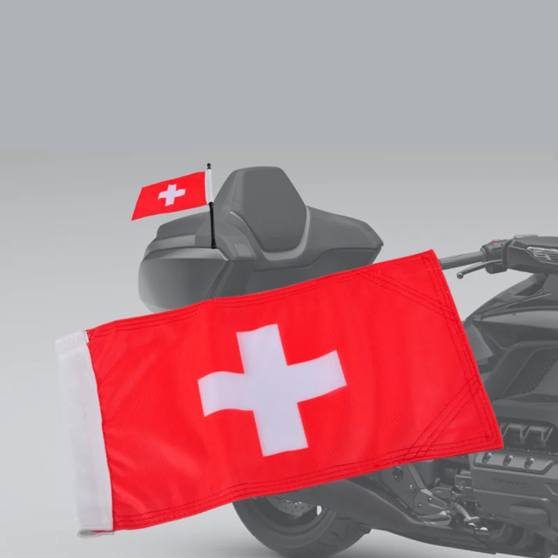 

Switzerland Flag Trunk Flag Pole Mount Bracket For Honda Goldwing GL1800 Tour 2018-2024 PANICAL Motorcycles Banner Decoration