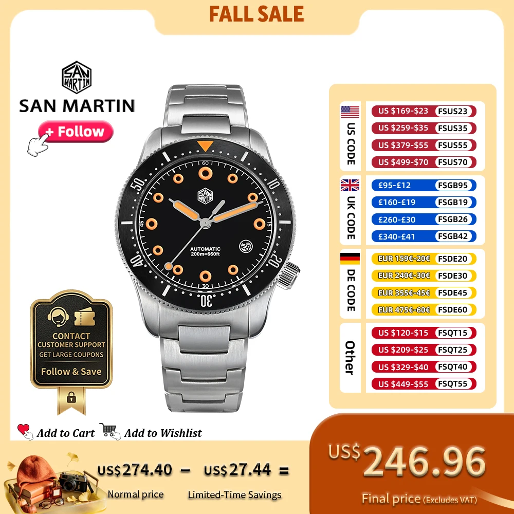 San Martin 39.5mm Men Diver Watch YN55 Automatic Mechanical Original Design Watches Sapphire Waterproof 200M Luminous SN0142