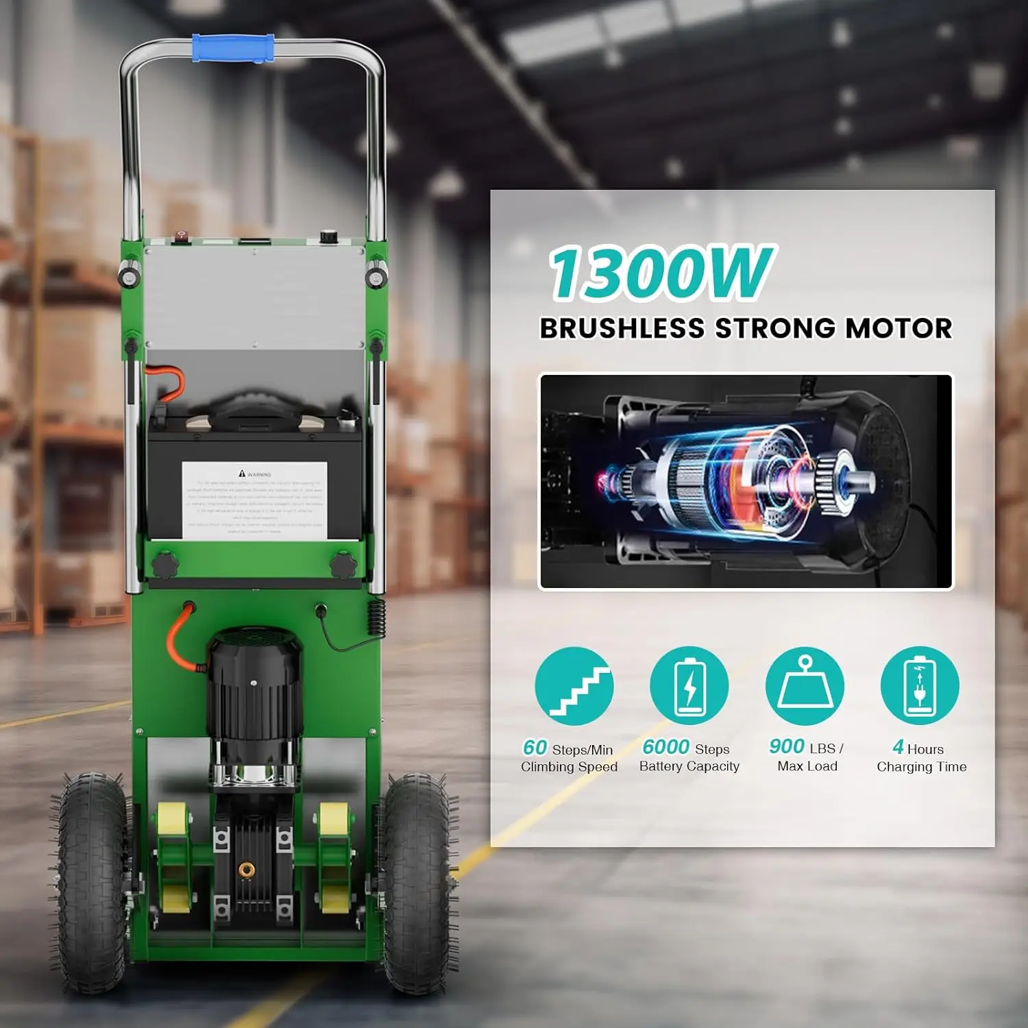 Electric Stair Climbing Dolly 1200W Electric Hand Trucks 900lbs Load Foldable Stair Climbing Hand Trucks Dolly Cart with 4m Rope