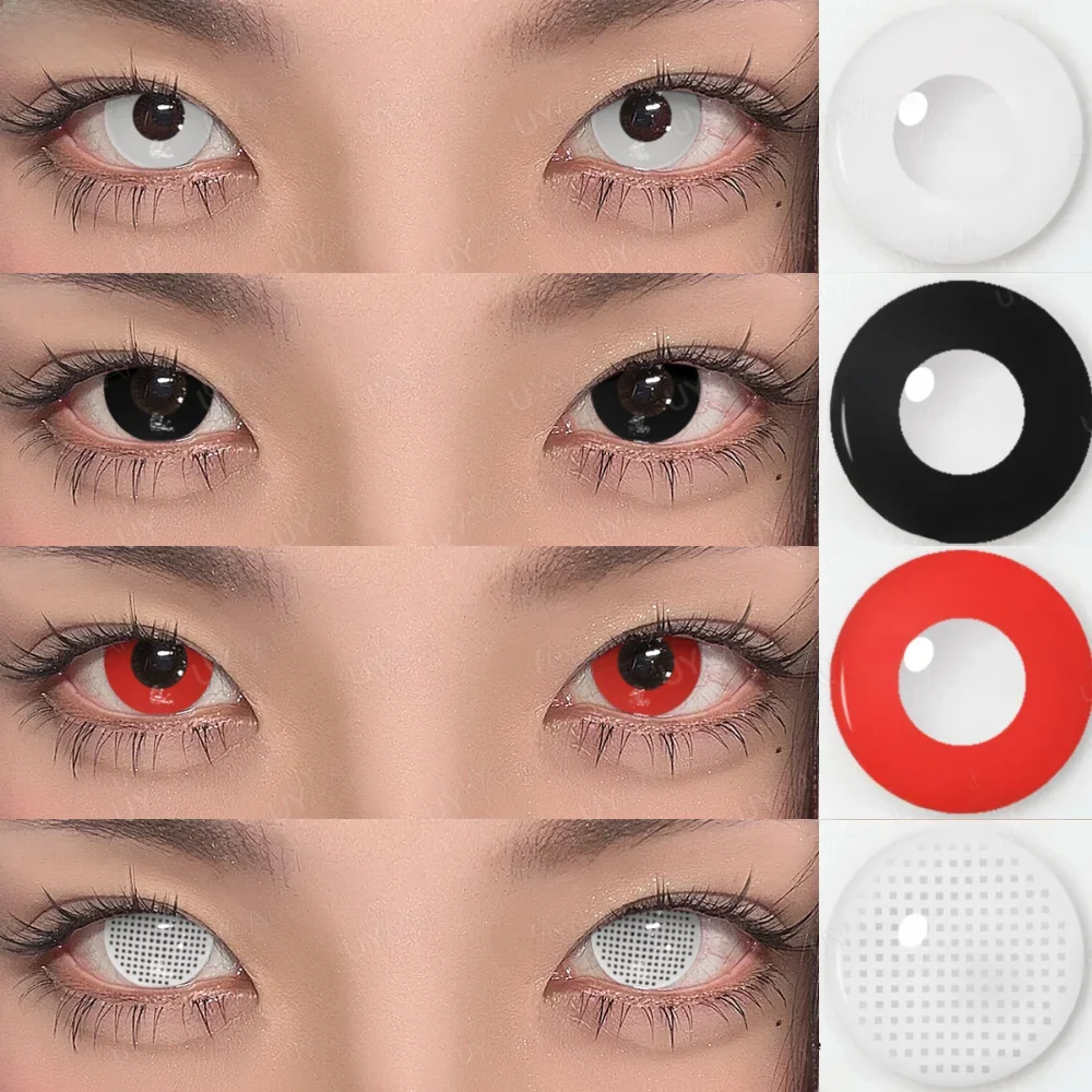 UYAAI 1 Paar Cosplay Multicontacts für Augen, weiße farbige Linsen, Anime-Vampir-rote Linsen, schwarze Linsen für Halloween, lila Linse
