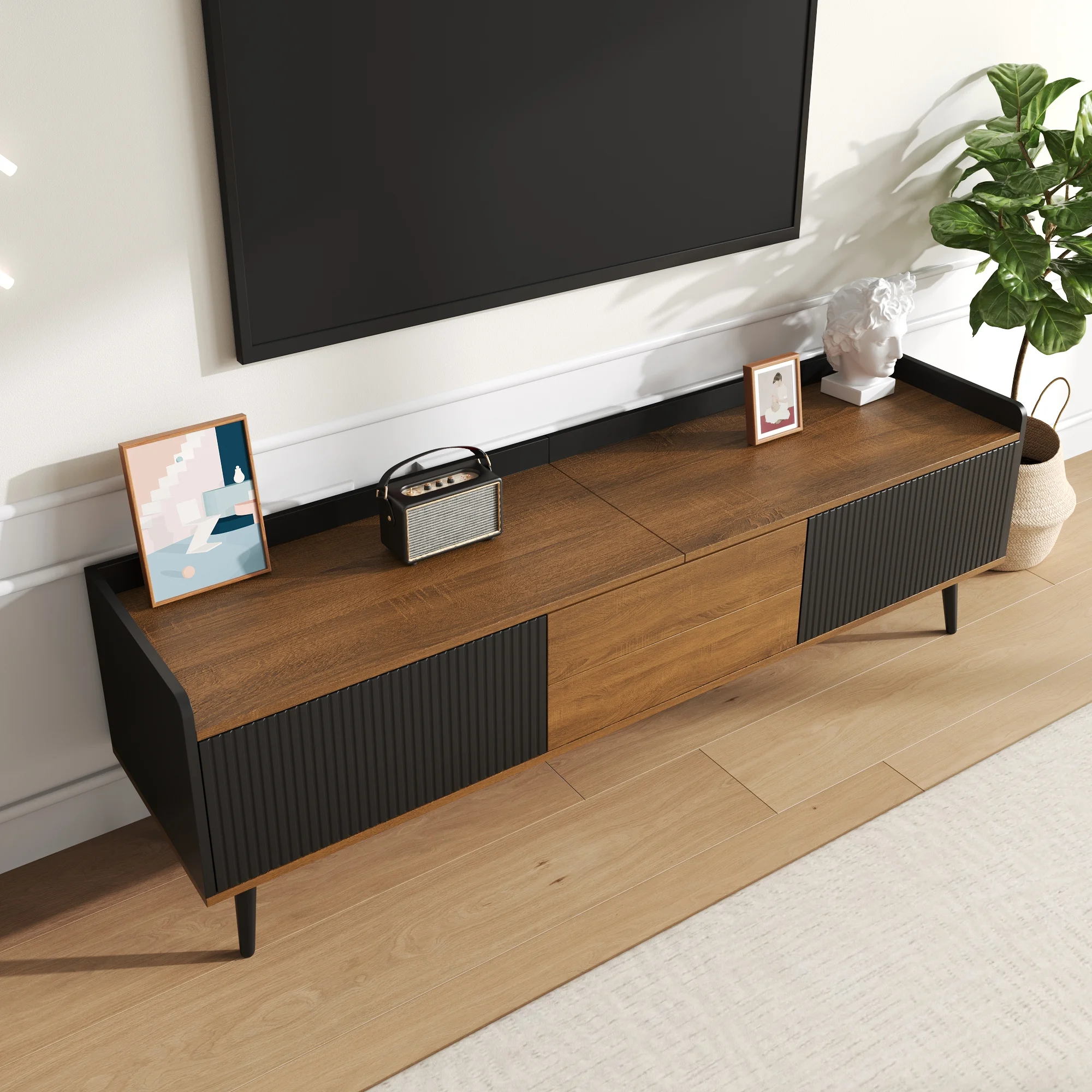 Immagine 4: Mobile TV, tavolino TV, porta TV, armadio a tre ante. Costruzione compatta