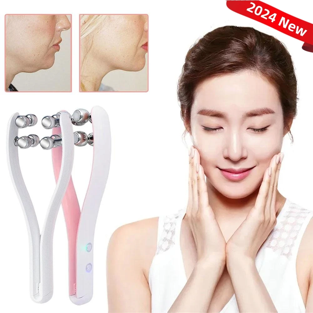 Electric Roller Massager Face Slimming Double Shaped Massage Belt Skin Shape V Lifting Lift Up Face Tool Chin Z2a0