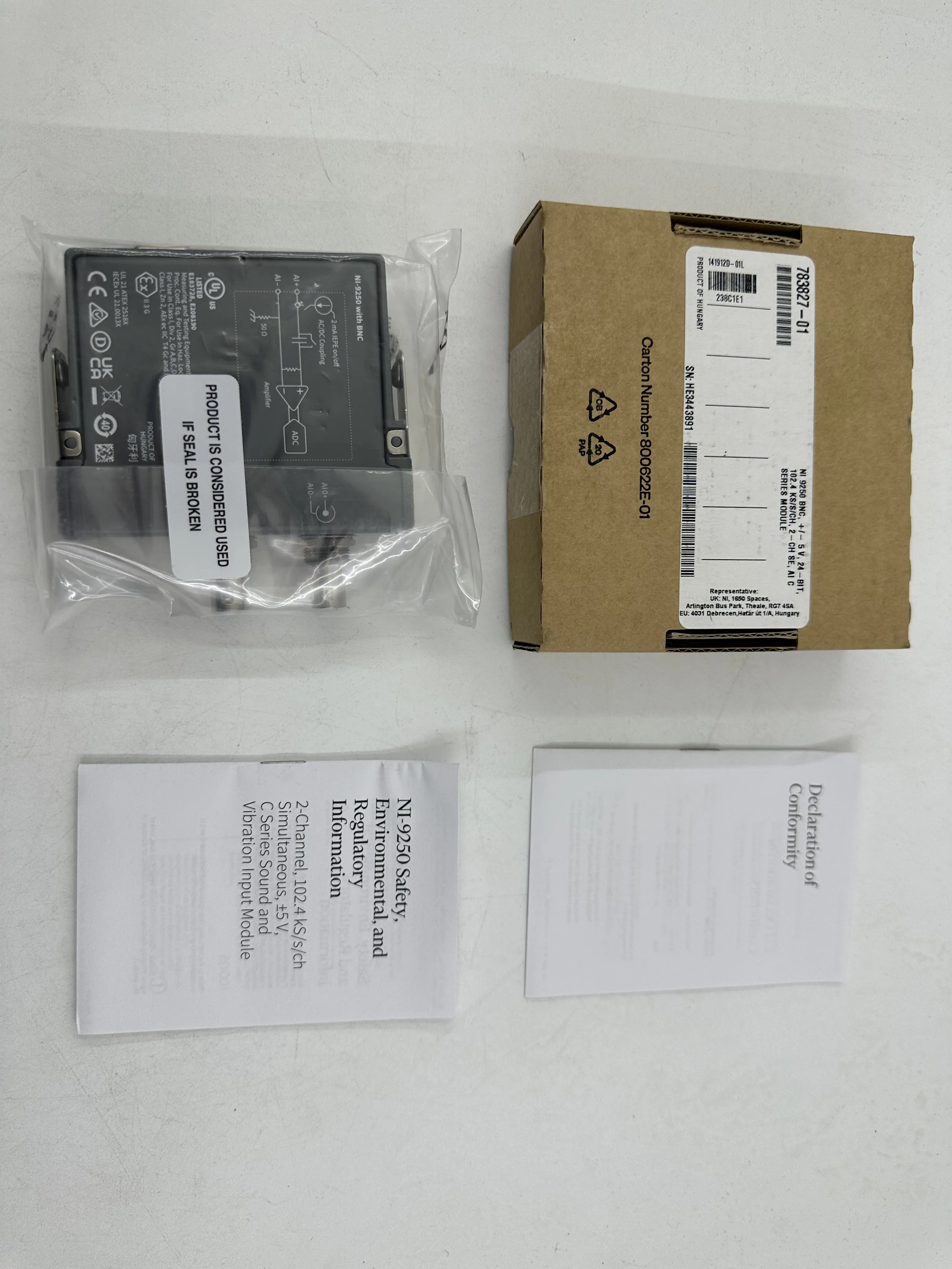 National Instruments NI 9250 with BNC 2-CH +/-5V 24-bit C Series Module