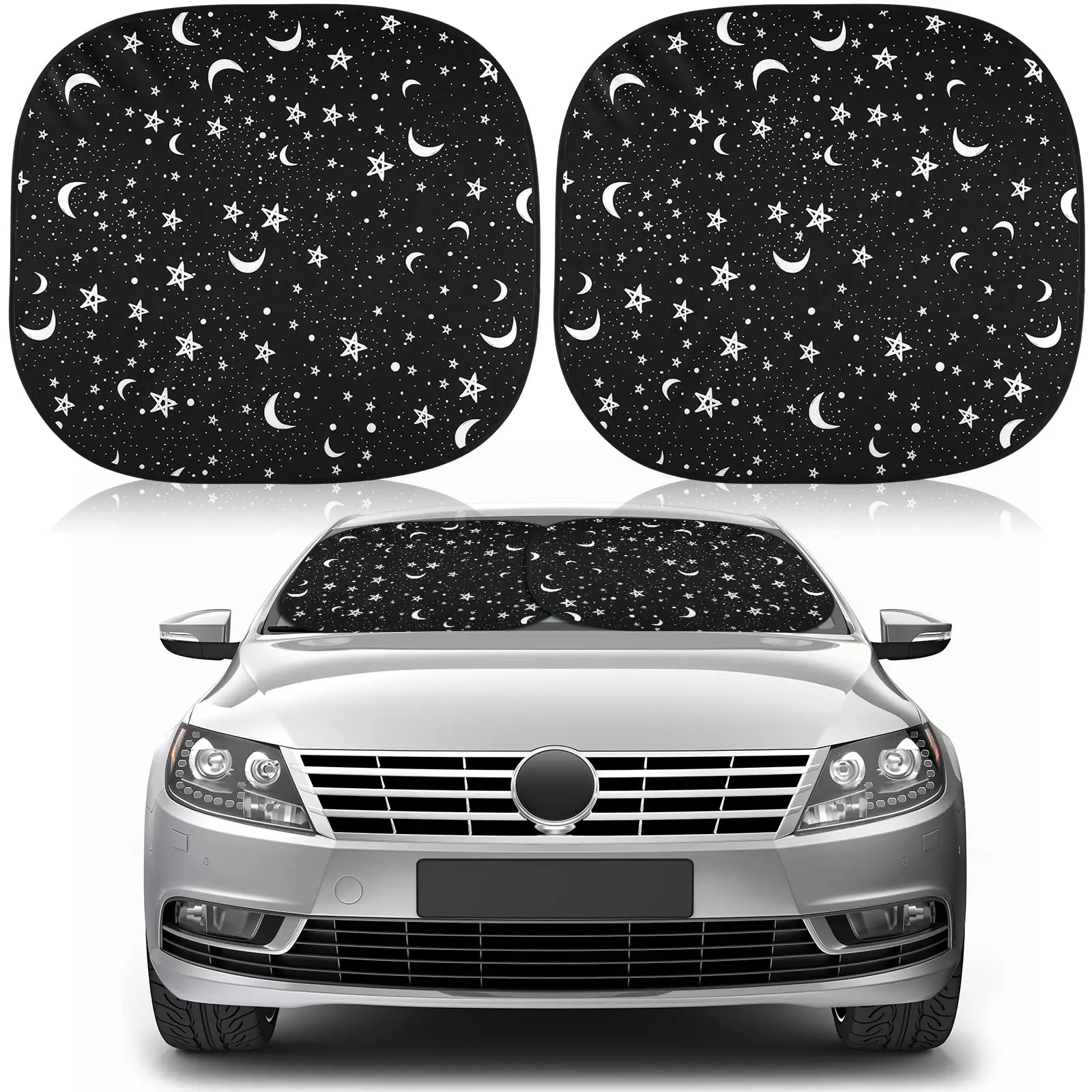 

2 PCS Star Moon Windshield Sun Shade for Car Foldable Window Covers for Car Accessories Reflect UV Sun Heat Protector