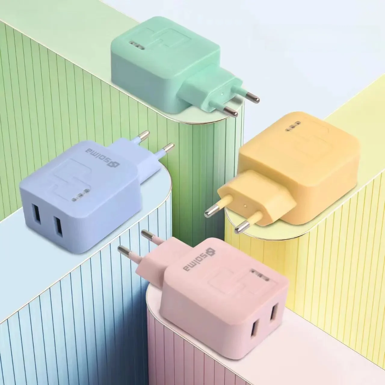 Macaron couleur norme ue 2 Ports USB chargeur de voyage Mobile pour iPhone Samsung prise adaptateur universel de charge