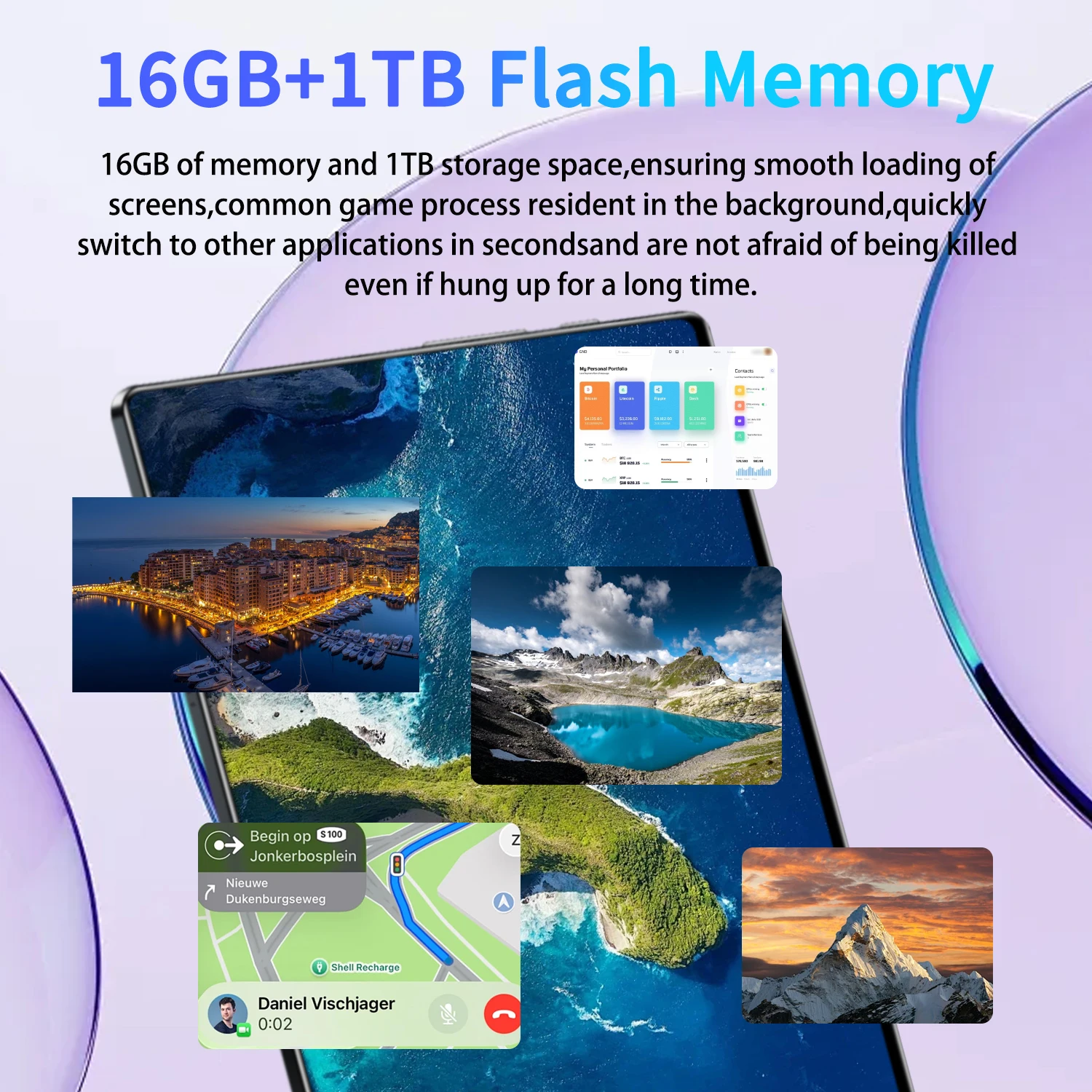 2026 New Tablet Android 13 12000mAh Large Battery 16MP+32MP Camera 10 Core 5G WiFi Portable 16GB RAM 1TB ROM For Ebook Reading