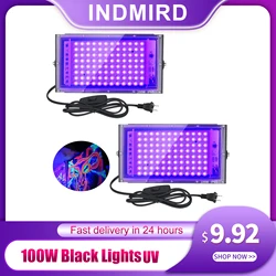 100W Black Lights , Blacklight Flood Light with Plug and Switch,for Glow Party, Halloween, Fluorescent Poster, Body Paint