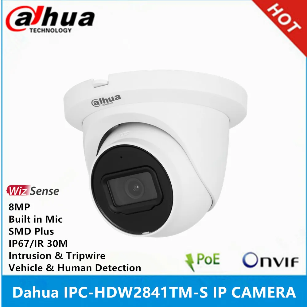 Dahua IPC-HDW2841TM-S 8MP POE Built-in Mic IR 30M  IP67 SMD Plus Eyeball AI WizSense IP Camera replace IPC-HDW2831TM-AS