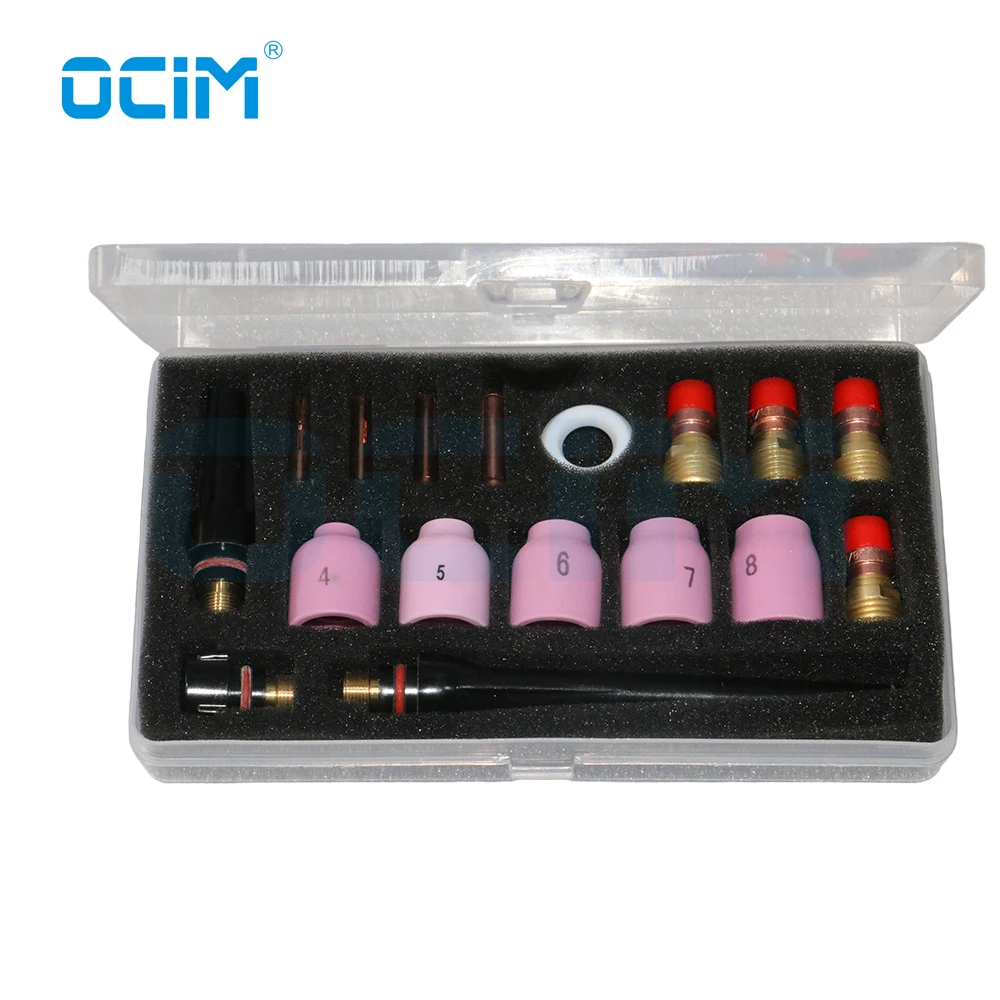 17 PCS  Argon Tig Welding Parts Kit with Plastic Package For WP17 WP18 WP26 Tig Welding Gun