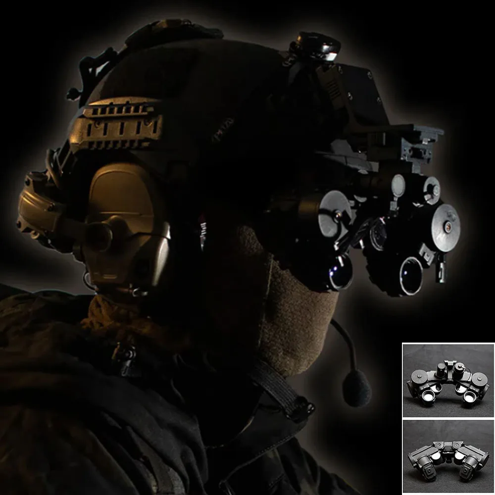 Tactical Night Vision Model Helmet Set, Adjustable Lifting NVG Non-Functional Hunting Kit for Airsoft Paintball Role Playing