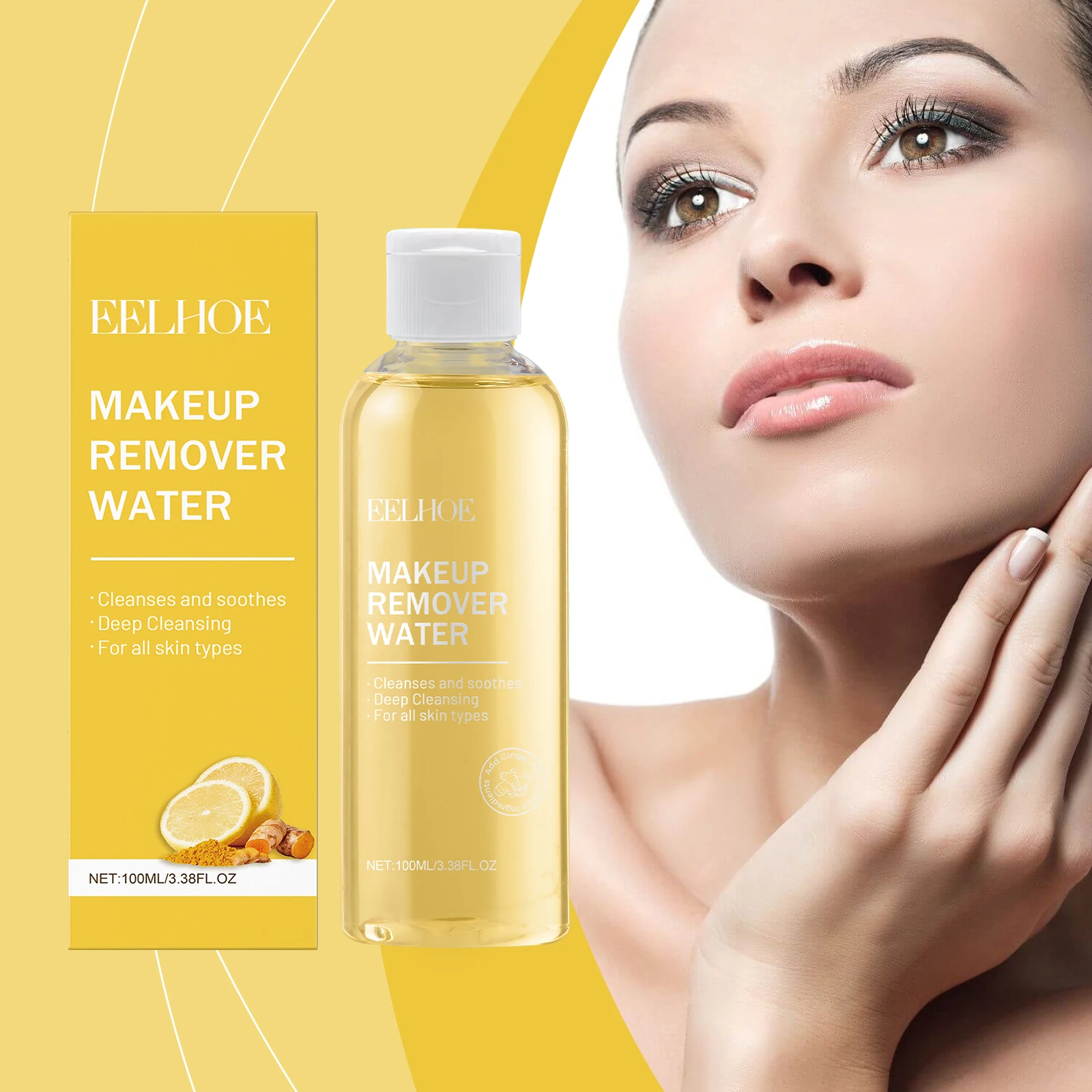 EELHOE jengibre limón eliminación de maquillaje agua limpieza de temperatura maquillaje Facial piel refrescante y no apretado agua de eliminación de maquillaje