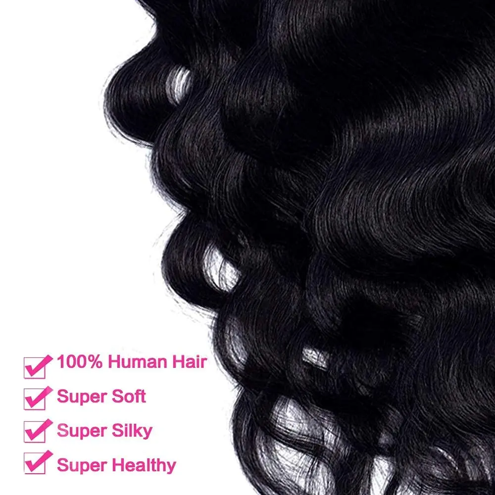 Extensions de cheveux brésiliens Body Wave à clipser, cheveux vierges, document noir naturel, tête complète, 8 pièces avec 18clips, 120 g