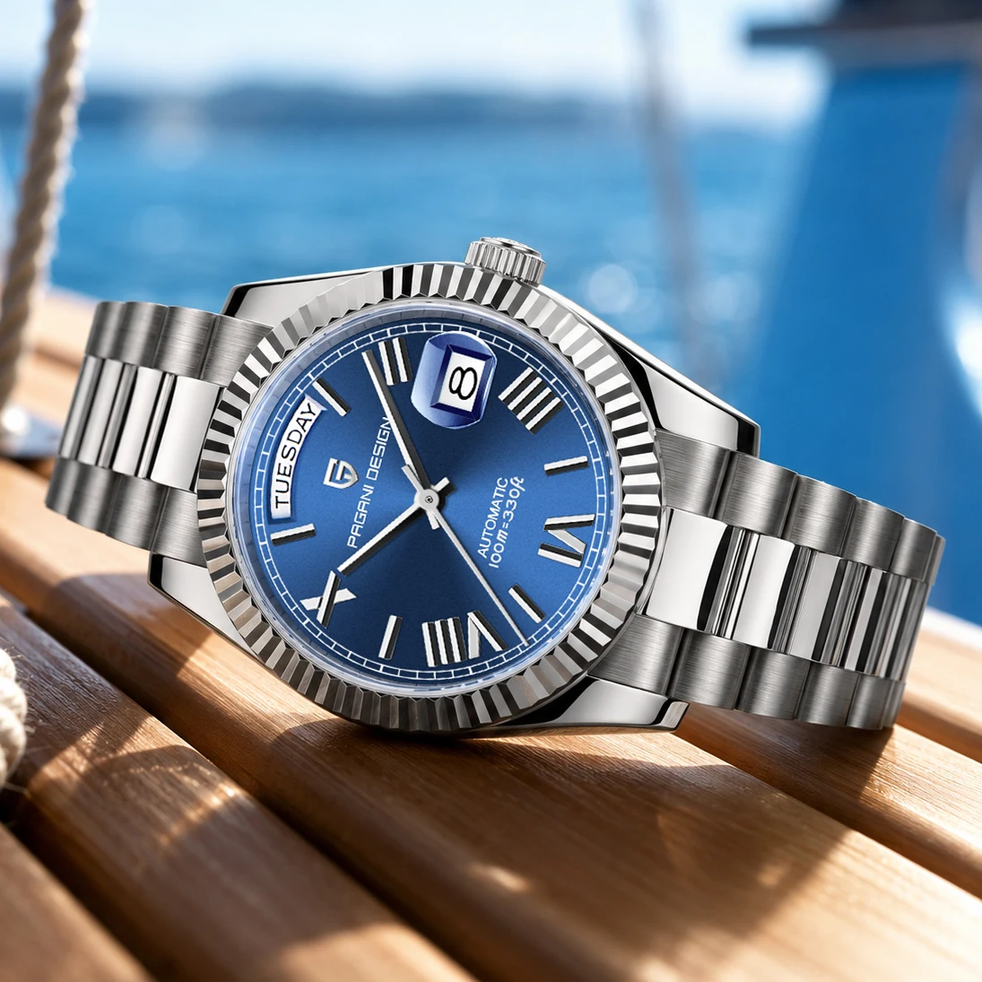 2026 Neue PAGANI DESIGN D36 Herren Mechanische Uhr Blaue Automatikuhr für Männer Datumsanzeige Mechanische Armbanduhren AR Saphirglas Wasserdicht Sportliche Stahluhr EU-Lokalversand