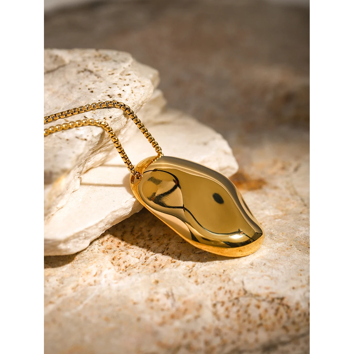 Jewelryposter Irregular Concave Hammer Pattern Necklace for Women Temperament Gold Color Jewelry Bijoux Gift 2024