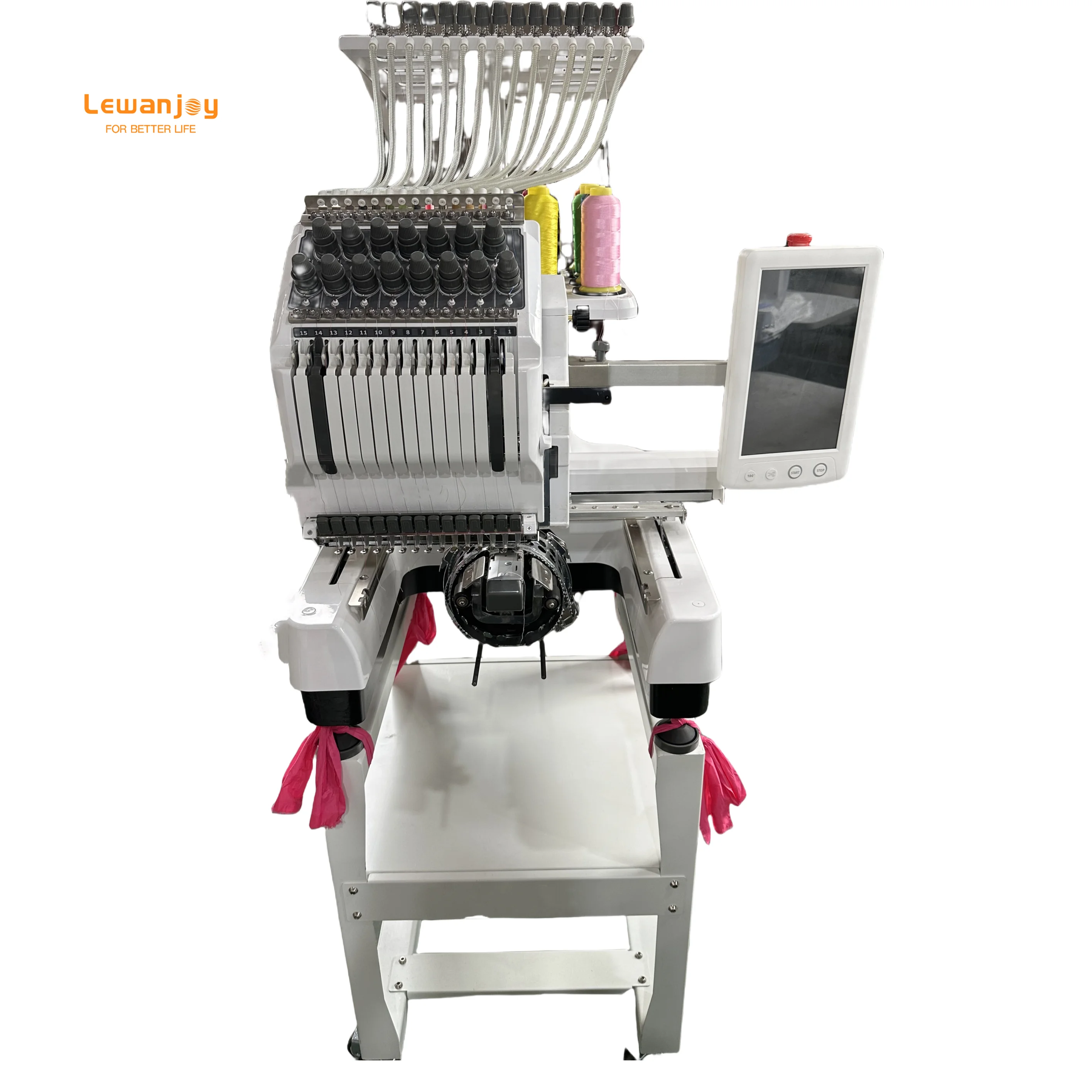 Lewanjoy Simple Single Head Commercial 15 Needles 240*400MM Embroidery Machine Customized Shirts Garments Caps Household Used CE