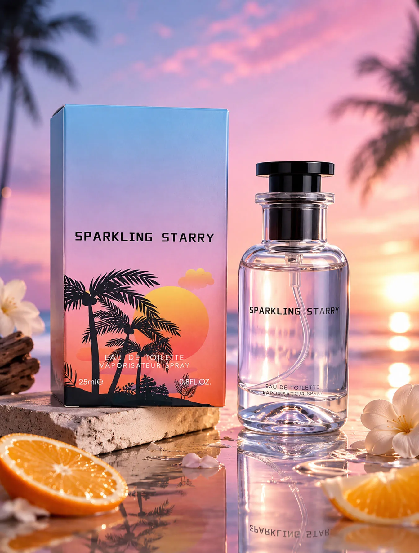 Perfume Sparkling Starry Mujer EDT 25ml Fragancia Cítrica Floral Playera Para Días De Vacaciones Viajes Y Citas Noches Esencia Femenina Ligera Con Atomizador Vaporizador Spray Tamaño Ideal De Bolsillo Viaje