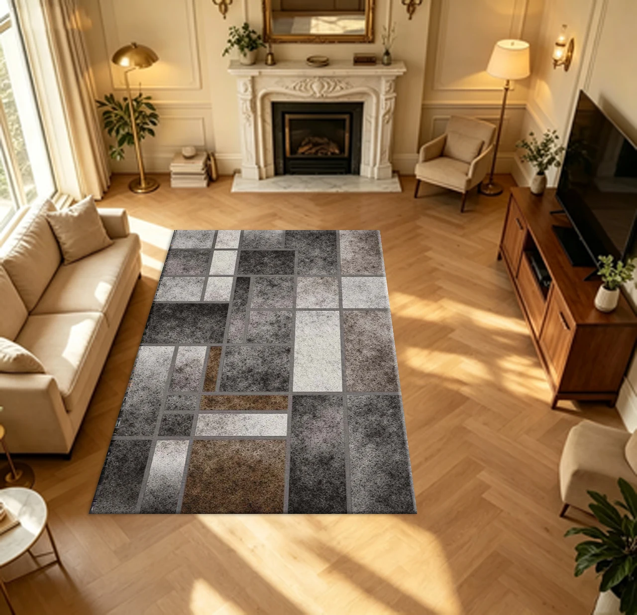 Vintage Brick Mosaic Texture Carpet Flooring Retro Household Living Hall Decor Area Rug Indoor Home Floor Mat