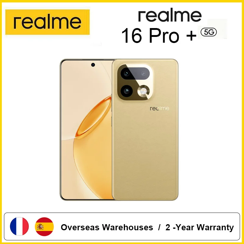 Smartphone Realme 16 Pro+ 5G, processeur Qualcomm Snapdragon. ® 7e génération, écran AMOLED de 6,8 pouces et 144 Hz avec une résolution de 1280 x 2800 pixels, appareil photo de 200 MP, batterie de 7000 mAh avec charge rapide de 80 W, téléphone mobile avec NFC et indice de protection IP69K. Smartphone Realme 16 Pro+ 5G, processeur Qualcomm Snapdragon. ® 7e génération, écran AMOLED de 6,8 pouces et 144 Hz avec une résolution de 1280 x 2800 pixels, appareil photo de 200 MP, batterie de 7000 mAh avec charge rapide de 80 W, téléphone mobile avec NFC et indice de protection IP69K.