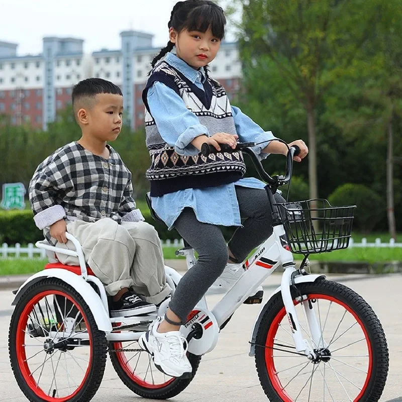 AliExpress miflame Children's Double Seater Tricycles Armrest in the Back Seat High Configuration for Cycling Exclusive Product 3-10 Years Old 2024