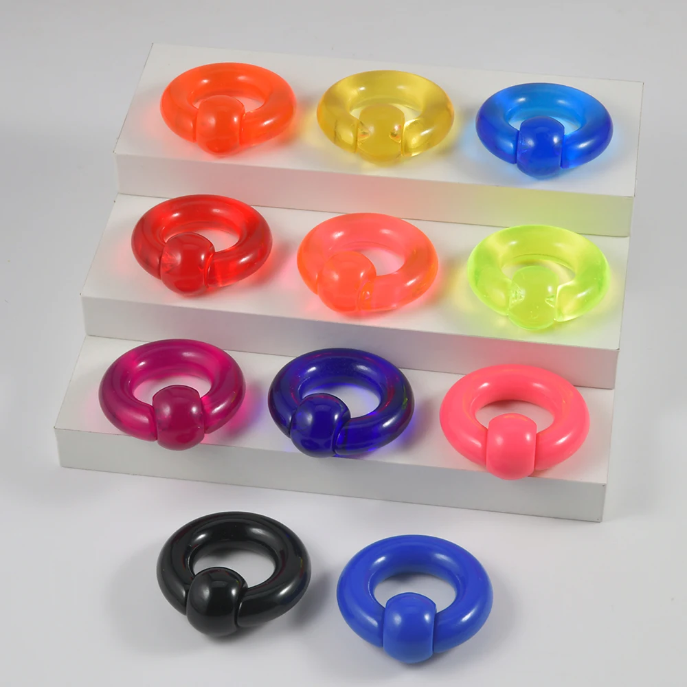 1PC UV Acrylic Captive Bead Ring Big Gauge Septum Clicker Ear Tunnel Plug Ear Gauge Expander Nipple Earring Piercing Jewelry