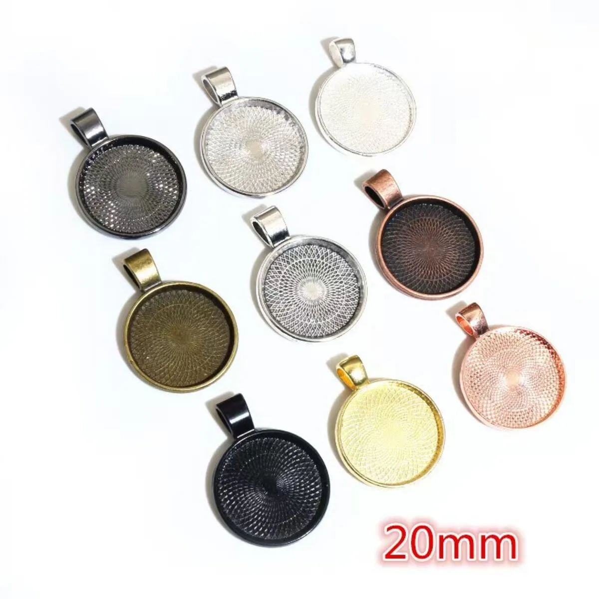 Inner Size 10 Colors Plated Classic pattern series Fit 20 25 30mm Glass Cabochon Base Setting Tray image 4