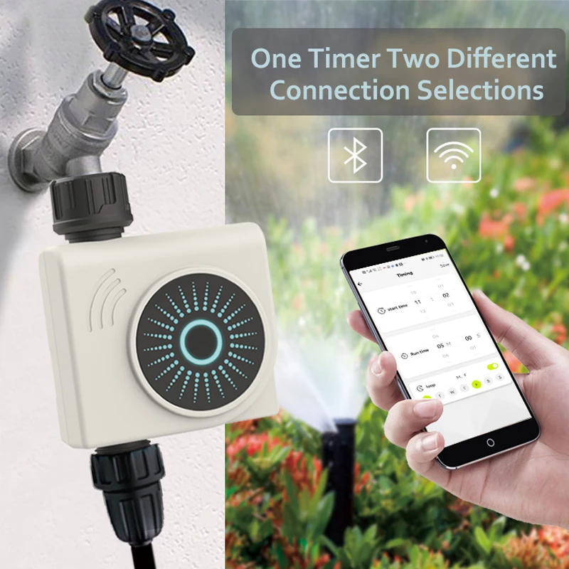 Eshico-Tuya Smart Wireless Irrigation Water Timer, Bluetooth and Remote, WiFi Connection Modes, Outdoor Garden Watering System