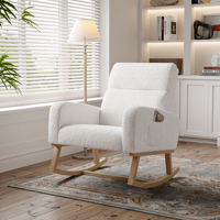 Anajqaqia Rocking Chair, Living Room Armchair with 2 Pockets, Swing Chair for Living Room and Balcony, Teddy Fleece, White