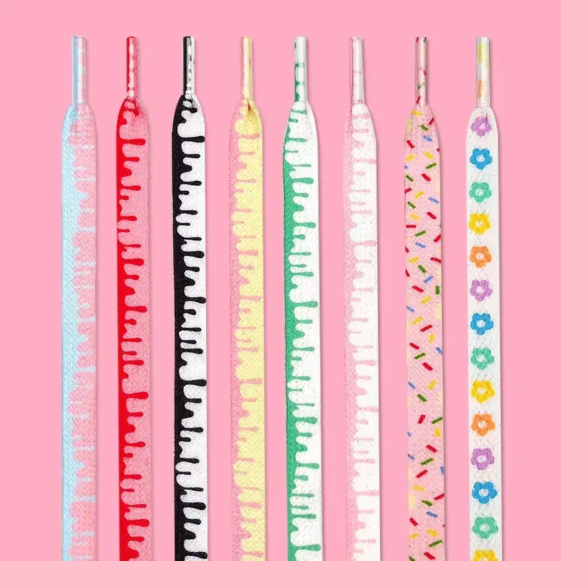 Lacets de chaussures colorés en poudre de canard mandarin vert, lacets de crème glacée Af1 pour baskets, lacets coulants, fleurs Ins, cordes de chaussures