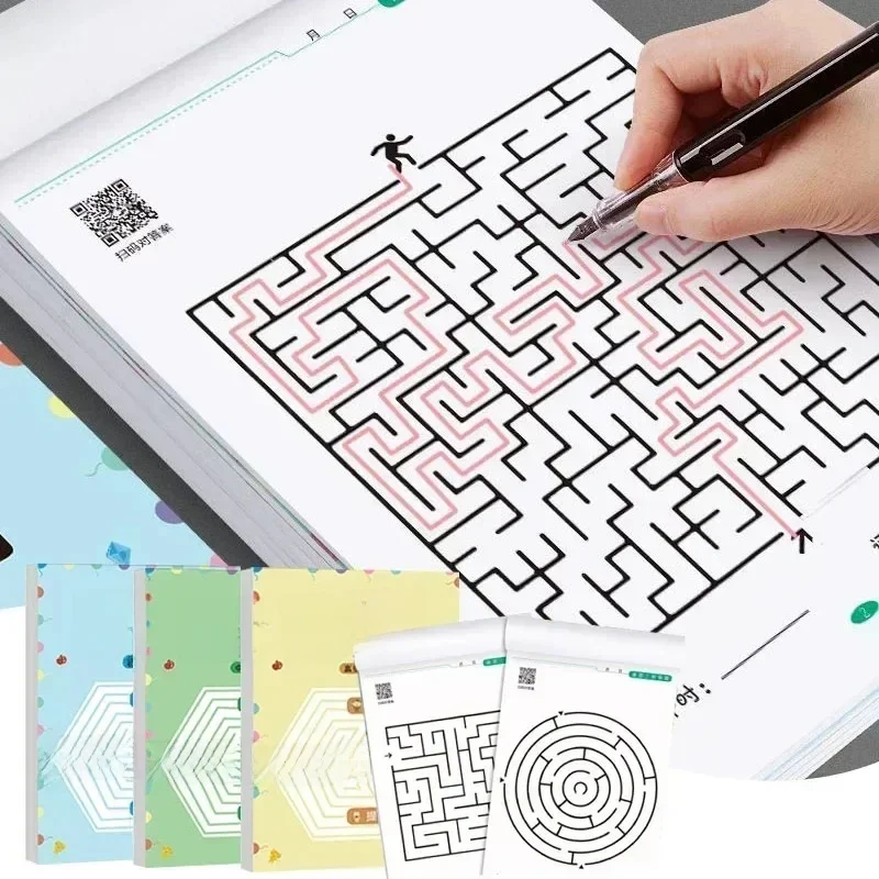 Puzzle Maze Books Lattice Symmetrical Drawing Graphics Cards Kids Children Concentration Training Maze Games Educational Toys — zdjęcie 2
