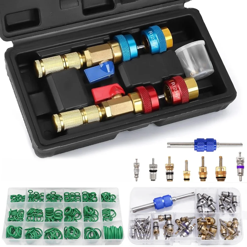 Outil de retrait de noyau de valve AC, kit d'outils d'installation de dissolvant de noyau de valve R134a R1234yf R22 pour systèmes de climatisation automobile