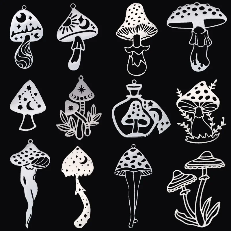 3 szt. Grzyby Charms gwiazda księżyc pani ciało DIY Craft frędzle kolczyki naszyjnik tworzenia biżuterii akcesoria do wisiorków ze stali nierdzewnej — zdjęcie 2