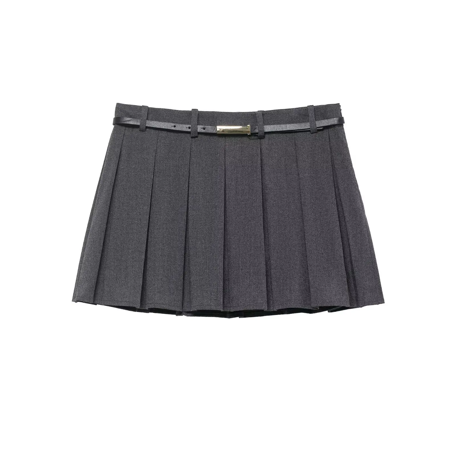 

Women's Skirt Pants 2025 Winter New Style Grey with Belt Decorative Campus Style Pleated Mini Skirt Sexy and Cute Stylish